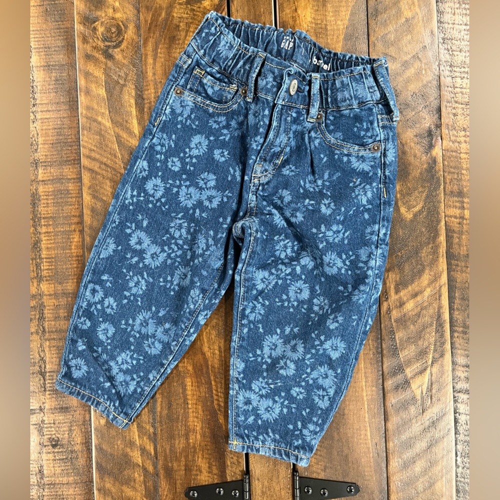 Baby Gap Toddler Barrel Floral Mom Jeans